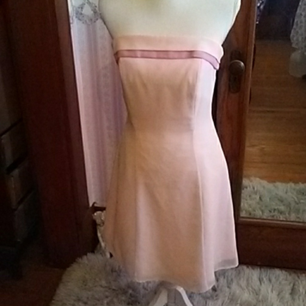 Spring soft  pink bridesmaid dress strapless